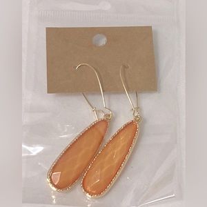 18k Gold Plated Orange Teardrop Earrings